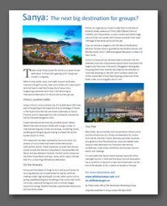 Sanya article, Group Leisure Magazine