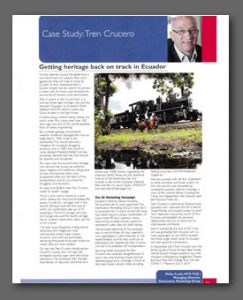 Tren Crucero article, Tourism Society Magazine